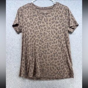Cold Crush Brown Leopard Print Short Sleeve Top